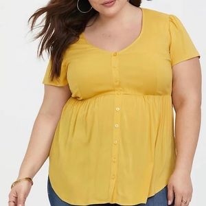 Torrid Mustard yellow challis babydoll top size 1
